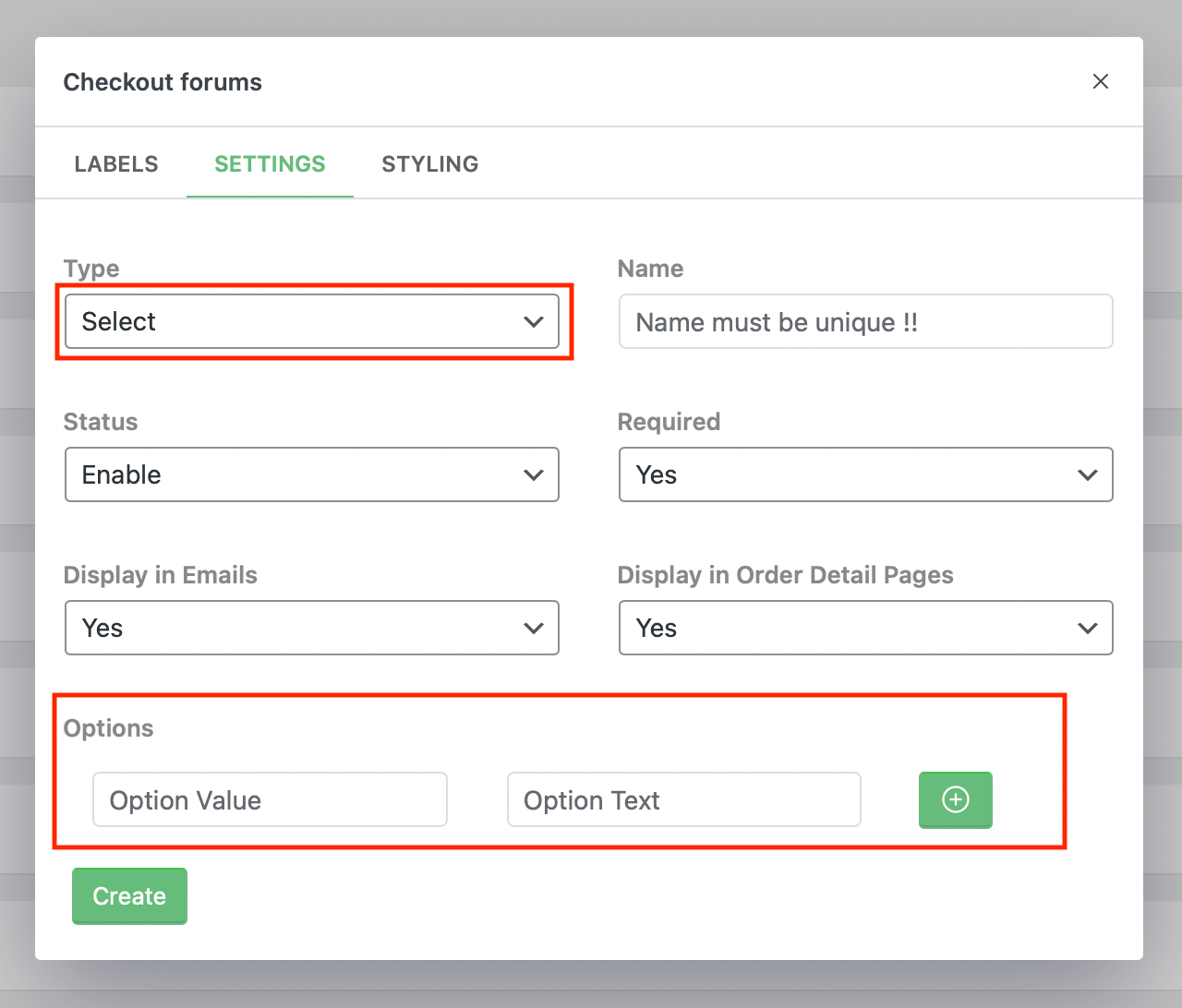 settings select-input
