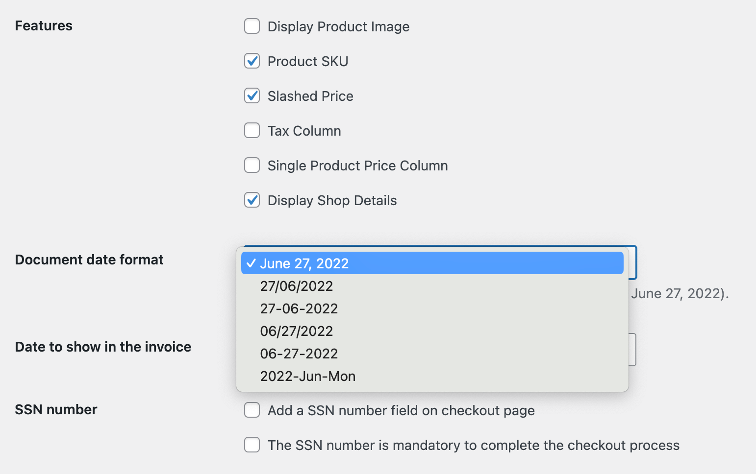 Date format setting