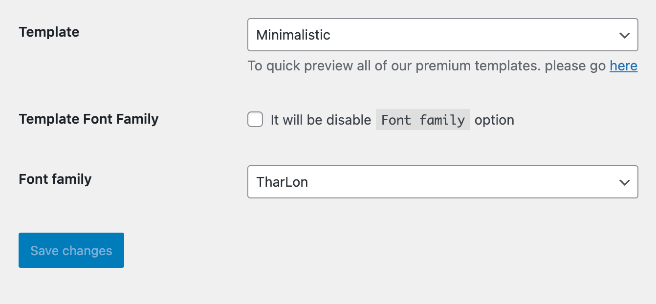 Font family settings