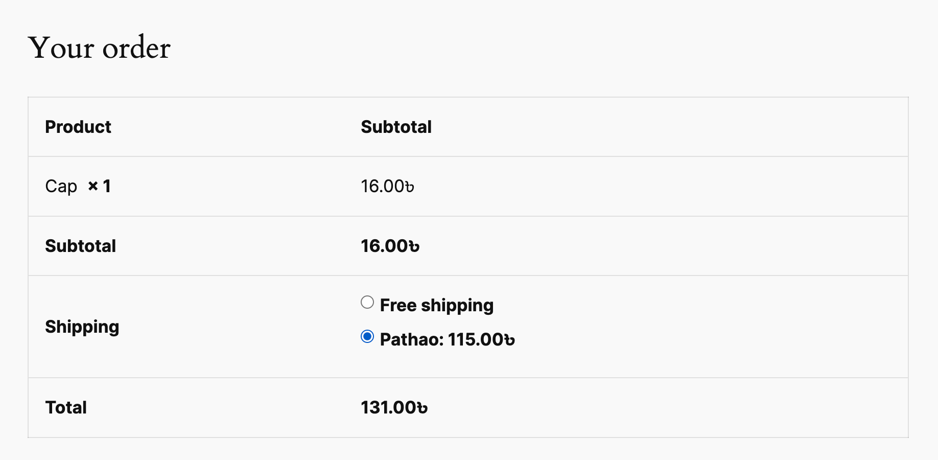 Pathao shipping selected